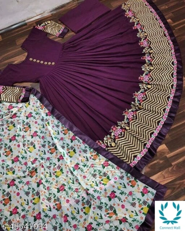 Purple Georgette Long Gown - Purple, XXL